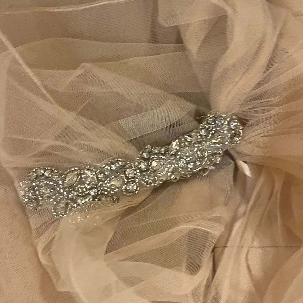 Mark Zunino one-shoulder dress, draped tulle w/ crystal waist & strap. Prom. 13 - Picture 8 of 16